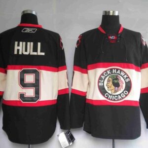 Blackhawks 9 Bobby Hull Black New Third Men Jersey