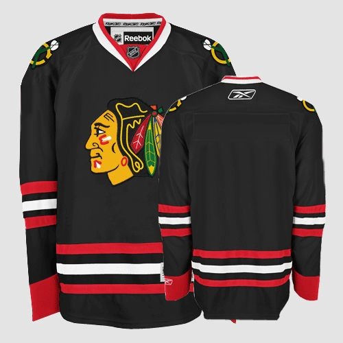 Blackhawks Blank Black Men Jersey
