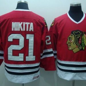 Blackhawks 21 Stan Mikita Red CCM Throwback Men Jersey