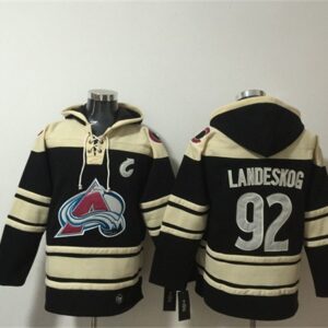 Colorado Avalanche 92 Gabriel Landeskog Black All Stitched Sweatshirt Hoodie