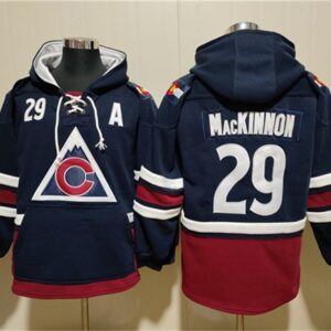 Avalanche 29 Nathan MacKinnon Navy All Stitched Sweatshirt Hoodie
