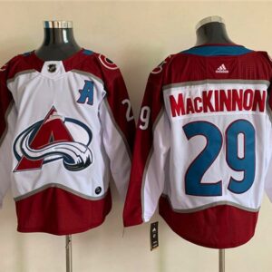 Avalanche 29 Nathan MacKinnon White A Patch Men Jersey