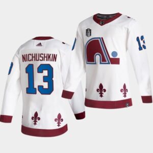 Avalanche 13 Valeri Nichushkin White 2022 Stanley Cup Final Patch Reverse Retro Men Jersey