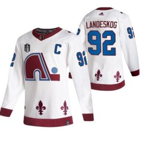 Avalanche 92 Gabriel Landeskog White 2022 Stanley Cup Final Patch Reverse Retro Men Jersey