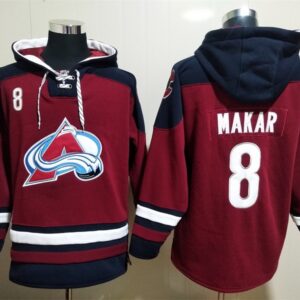 Avalanche 8 Cale Makar Black Red All Stitched Pullover Hoodie