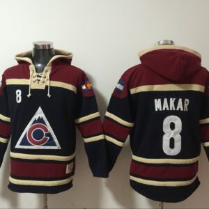 Avalanche 8 Cale Makar Black Red All Stitched Pullover Hoodie