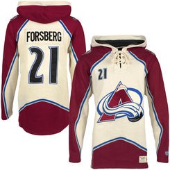 Avalanche 21 Peter Forsberg Cream All Stitched Hooded Men Sweatshirt