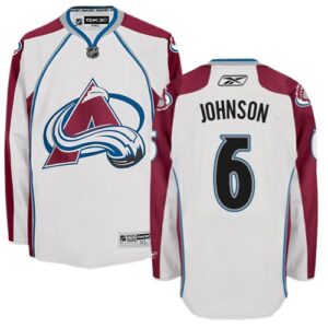 Avalanche 6 Erik Johnson Away White Reebok Men Jersey