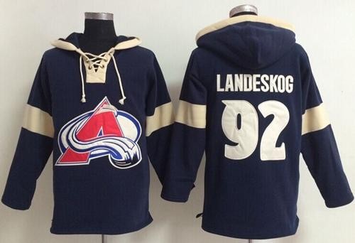 Avalanche 92 Gabriel Landeskog Blue Hooded Men Sweatshirt