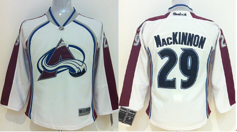 Avalanche 29 Nathan MacKinnon White Youth Jersey