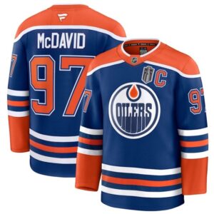 Oilers 97 Connor McDavid Royal 2025 Stanley Cup Final Patch New Men Jersey