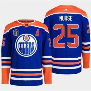 Oilers 25 Darnell Nurse Royal 2024 Stanley Cup Final Patch Men Jersey