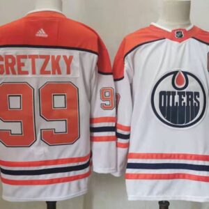 Oilers 99 Wayne Gretzky White Orange Men Jersey