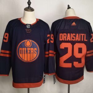 Oilers 29 Leon Draisaitl Blue 50th anniversary Men Jersey
