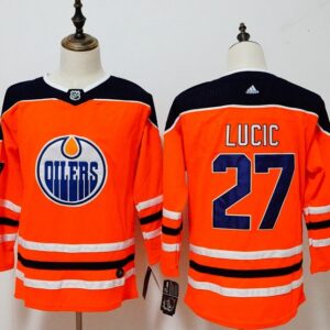 Oilers 27 Milan Lucic Orange Women Jersey