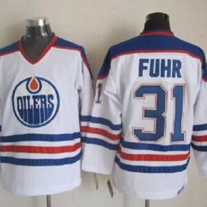 Oilers 31 Grant Fuhr White CCM Throwback Men Jersey