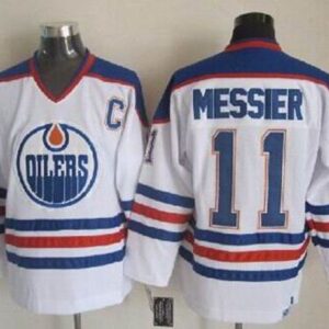 Oilers 11 Mark Messier White CCM Throwback Men Jersey