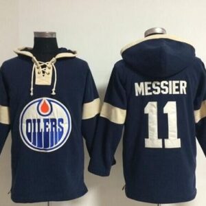 Oilers 11 Mark Messier Dark Blue Hooded Men Sweatshirt