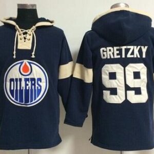 Oilers 99 Wayne Gretzky Dark Blue Hooded Men Sweatshirt