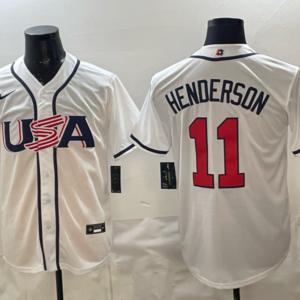 Team USA Baltimore Orioles 11 Henderson White 2026 World Cup Cool Base Men Jersey