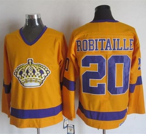 Kings 20 Luc Robitaille Yellow Purple CCM Throwback Men Jersey