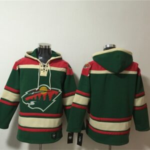 Minnesota Wild Blank Green Lace-Up Pullover Hoodie