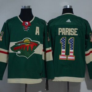 Wild 11 Zach Parise Green USA Flag Men Jersey