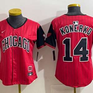 MLB White Sox 14 Paul Konerko Red Black 2025 City Connect Nike Cool Base Women Jersey