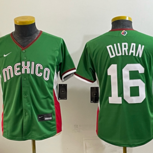 Team Mexico Red Sox 16 Duran Green 2026 World Cup Cool Base Youth Jersey