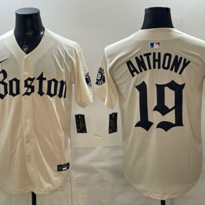 Boston Red Sox 19 Anthony Cream Gothic Cool Base Men Jersey