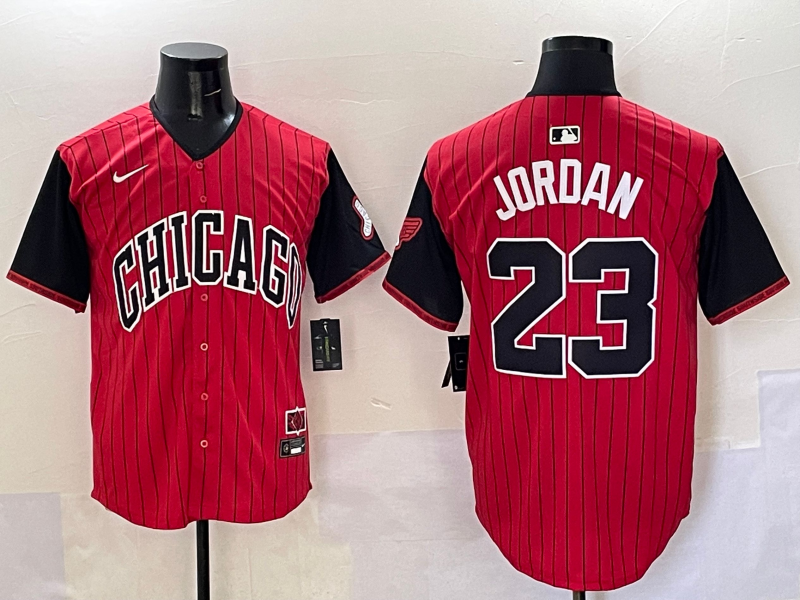 MLB White Sox 23 Michael Jordan Red Black 2025 City Connect Nike Cool Base Men Jersey
