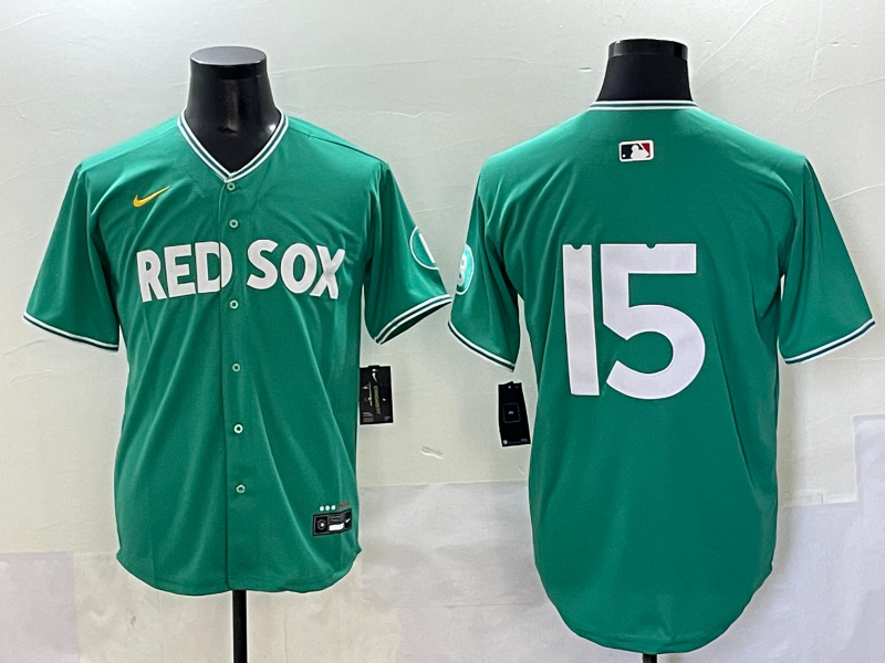 MLB Red Sox 15 Dustin Pedroia Green 2025 City Connect Nike Cool Base Men Jersey