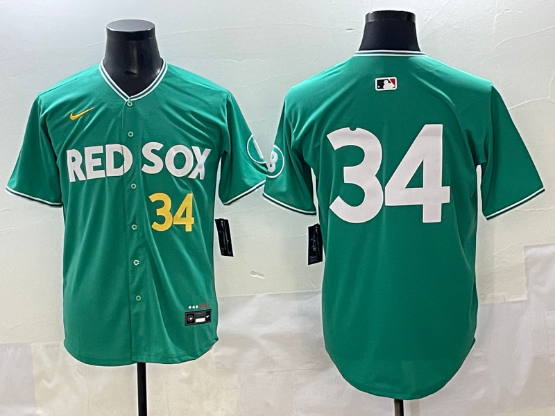 MLB Red Sox 34 David Ortiz Green 2025 City Connect Nike Cool Base Men Jersey(No Name)