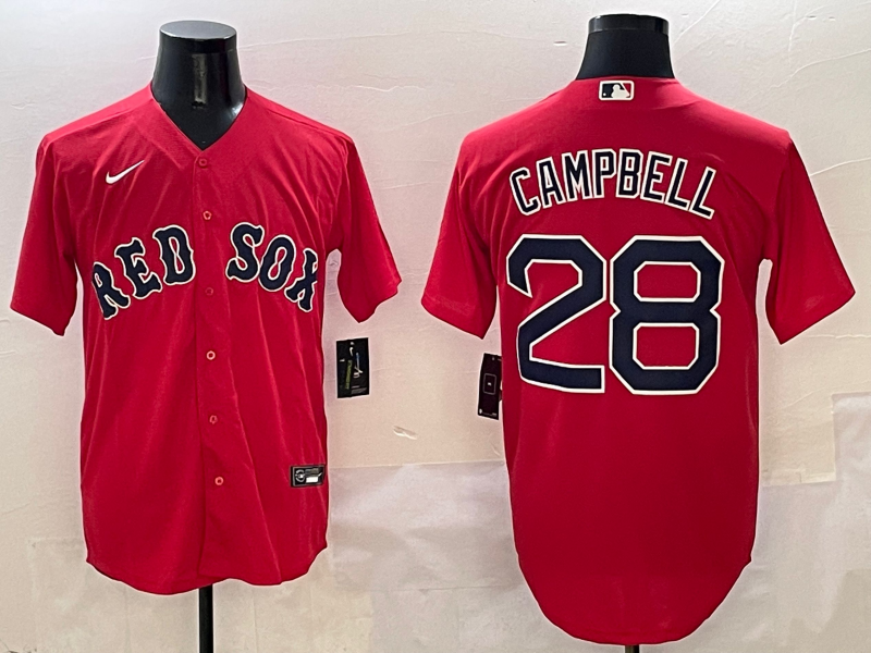 MLB Red Sox 28 Campbell Red Nike Cool Base Men Jersey