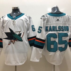 Sharks 65 Erik Karlsson White Men Jersey