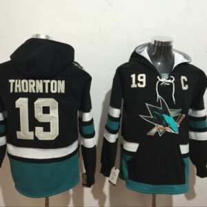 Sharks 19 Joe Thornton Black All Hooded Men Sweatshirt