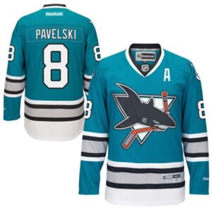 Sharks 8 Joe Pavelski A Patch alternate captains Teal Green Reebok Men Jersey