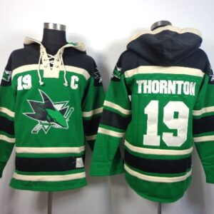 Sharks 19 Joe Thornton Green With C Patch Men Sweatshirt