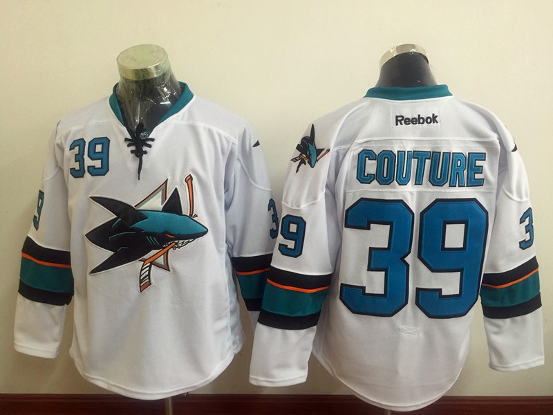 Sharks 39 Logan Couture White Men Jersey