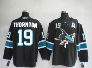 Sharks 19 Joe Thornton Black Cheap Men Jersey