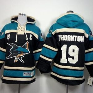 Sharks 19 Joe Thornton Black Youth Sweatshirt