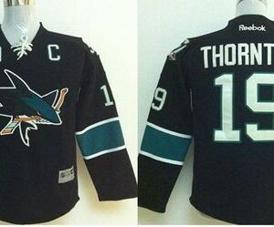 Sharks 19 Joe Thornton Black Youth Jersey