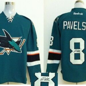 Sharks 8 Joe Pavelski Teal Autographed Men Jersey