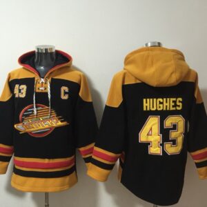 Canucks 43 Quinn Hughes  Black Hoodie Sweatshirt