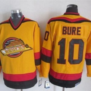 Canucks 10 Pavel Bure Gold CCM Throwback Men Jersey