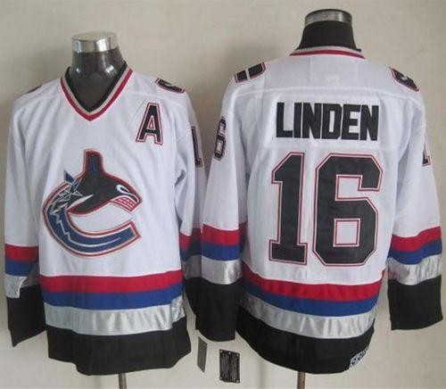 Canucks 16 Trevor Linden WhiteCCM Throwback Men Jersey