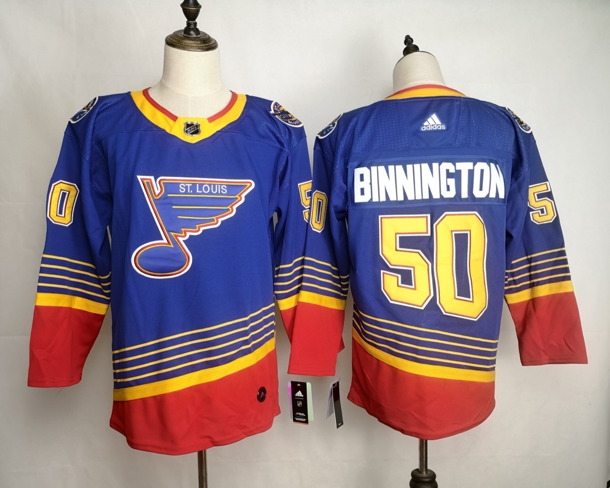 Blues 50 Jordan Binnington Blue Throwback Men Jersey