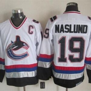 Canucks 19 Markus Naslund WhiteCCM Throwback Men Jersey