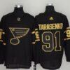 Blues 91 Vladimir Tarasenko Black Gold Adidas Men Jersey