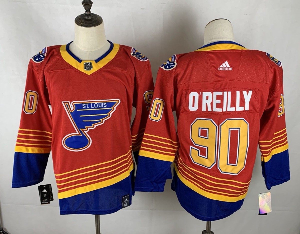 Blues 90 Ryan O'Reilly 2021 Red Reverse Retro Men Jersey